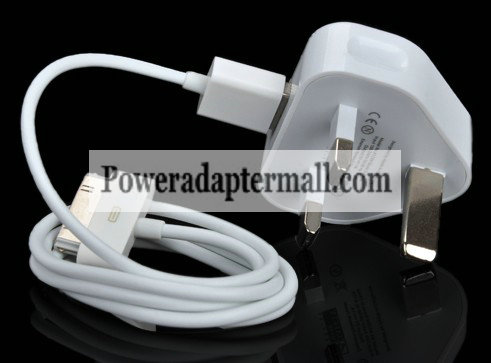 10 X UK USB Wall Charger Adapter Plug USB Data Cable iPod iPAD